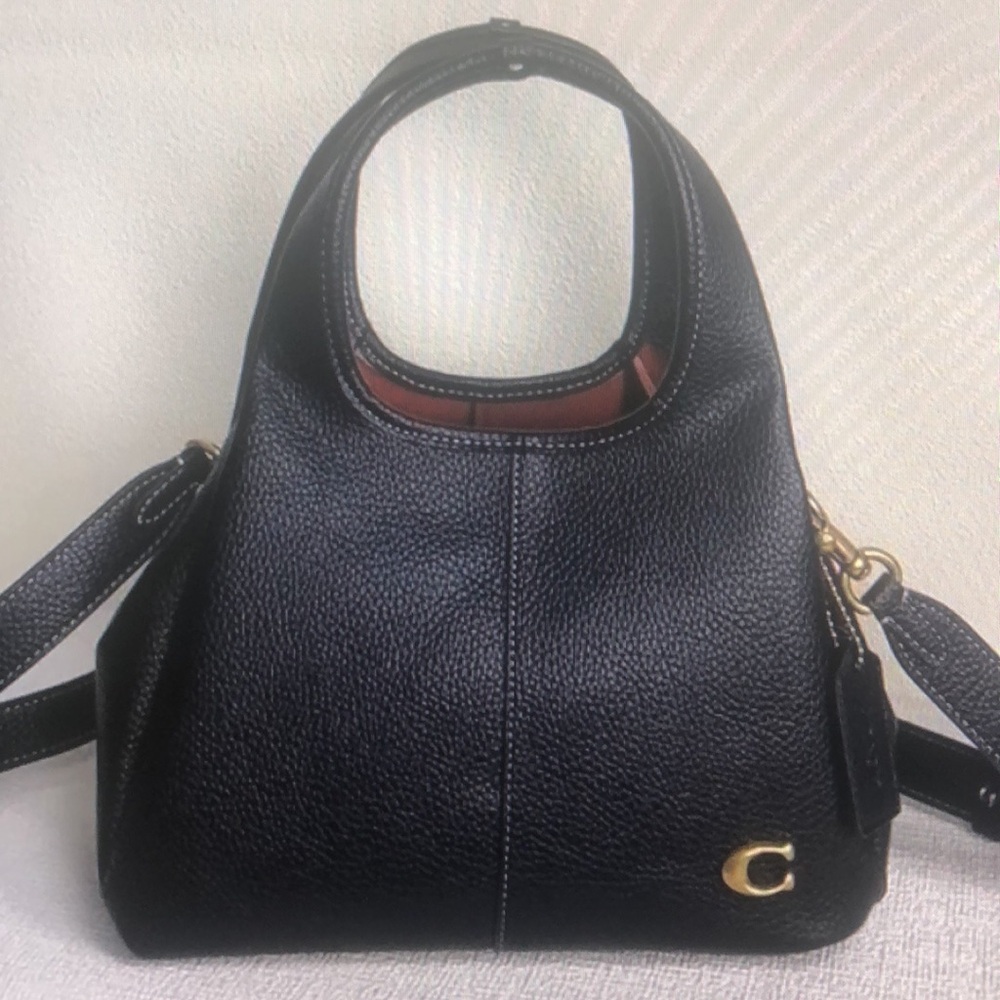 Coach Black Pebbled Leather Top-Handle Bag with Gold Hardware - Picture 2 of 5